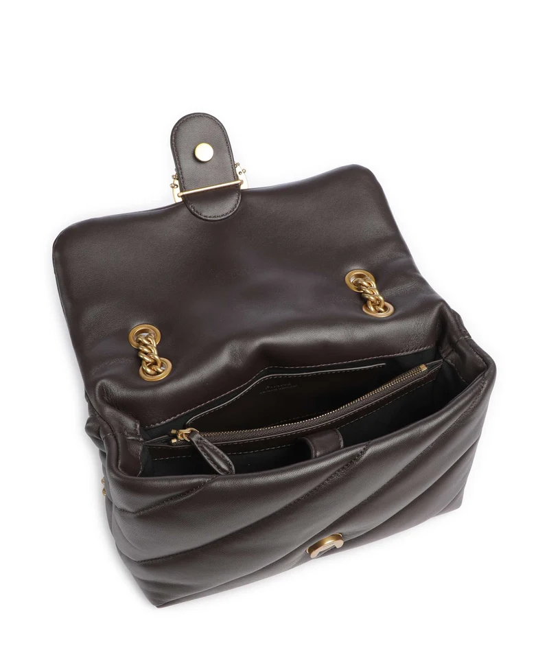Pinko Love Puff Classic New Buckle Sac porté épaule marrone marasca/antique gold