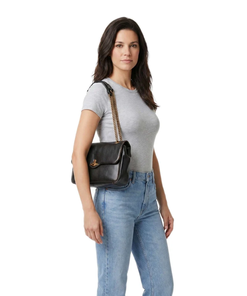 Vivienne Westwood Anita Laser Line Medium Sac porté épaule black/beige