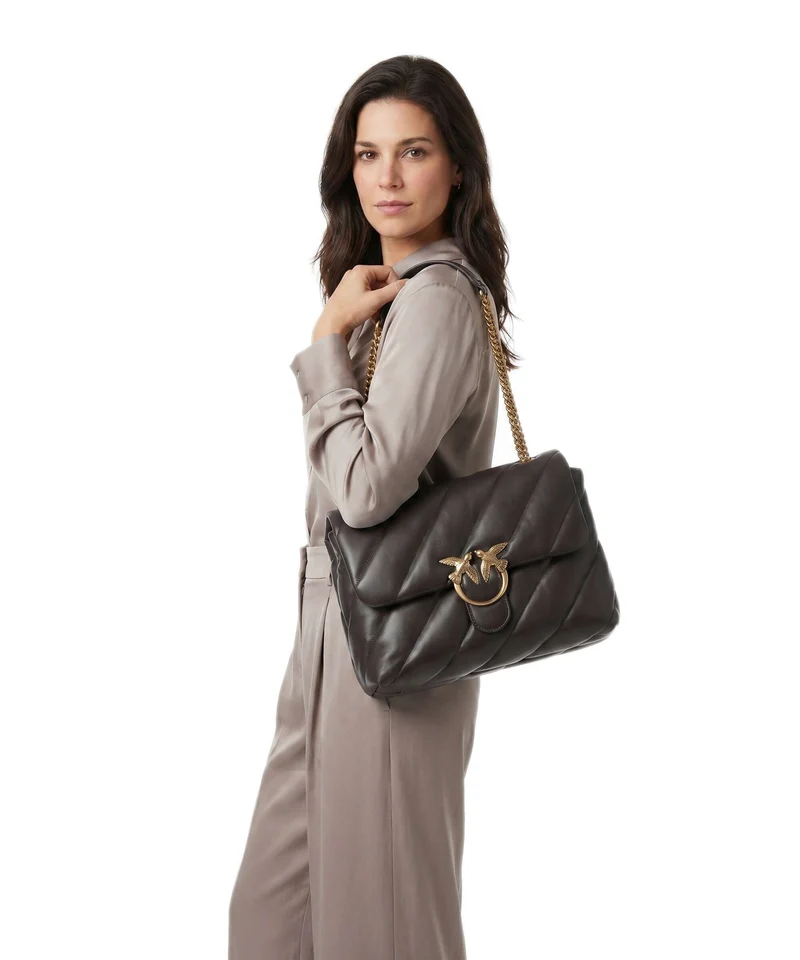 Pinko Love Puff Big Sac porté épaule marrone marasca/antique gold