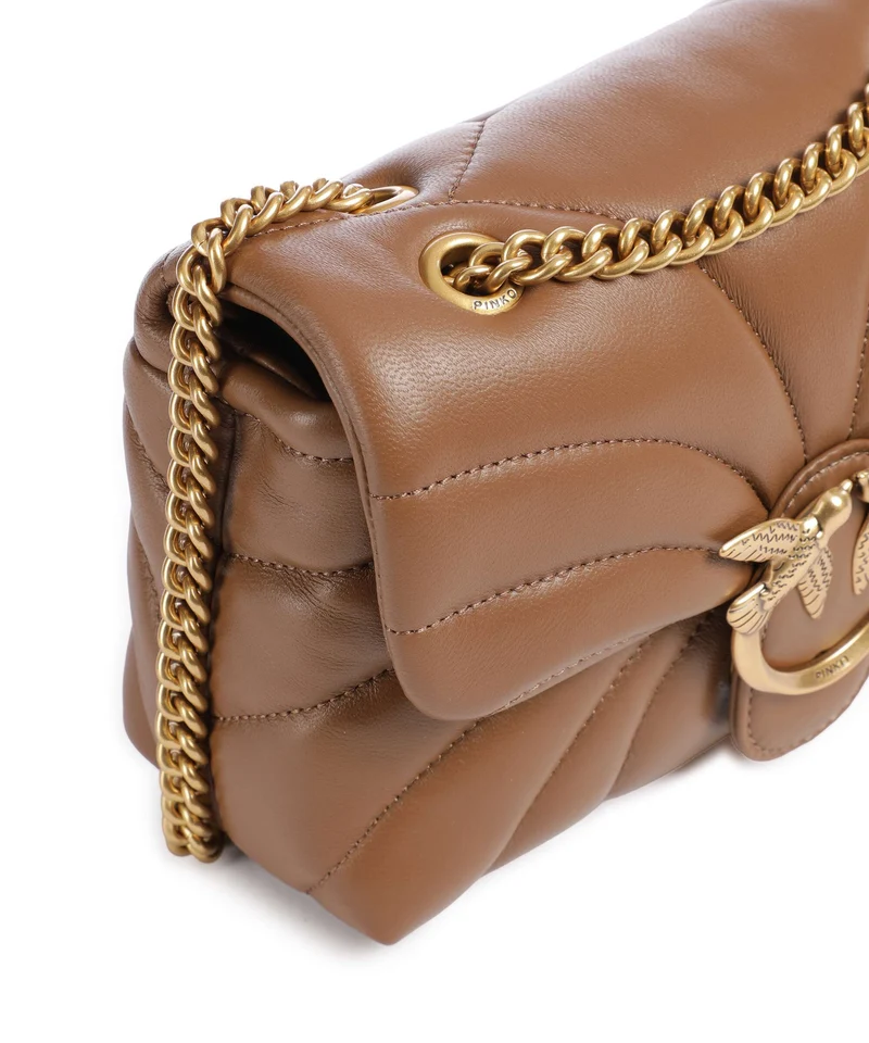Pinko Love Puff Mini Sac porté épaule marrone cognac/antique gold