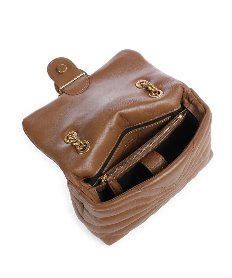 Pinko Love Puff Mini Sac porté épaule marrone cognac/antique gold