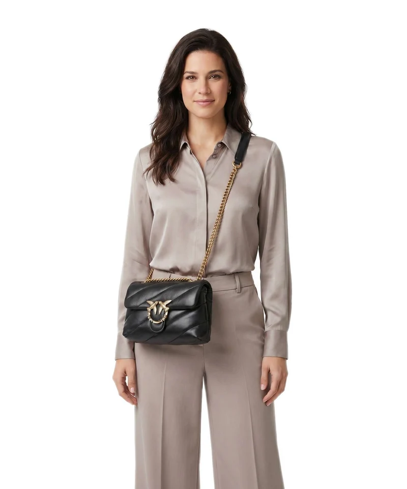 Pinko Love Puff Mini New Buckle Sac porté épaule nero/antique gold