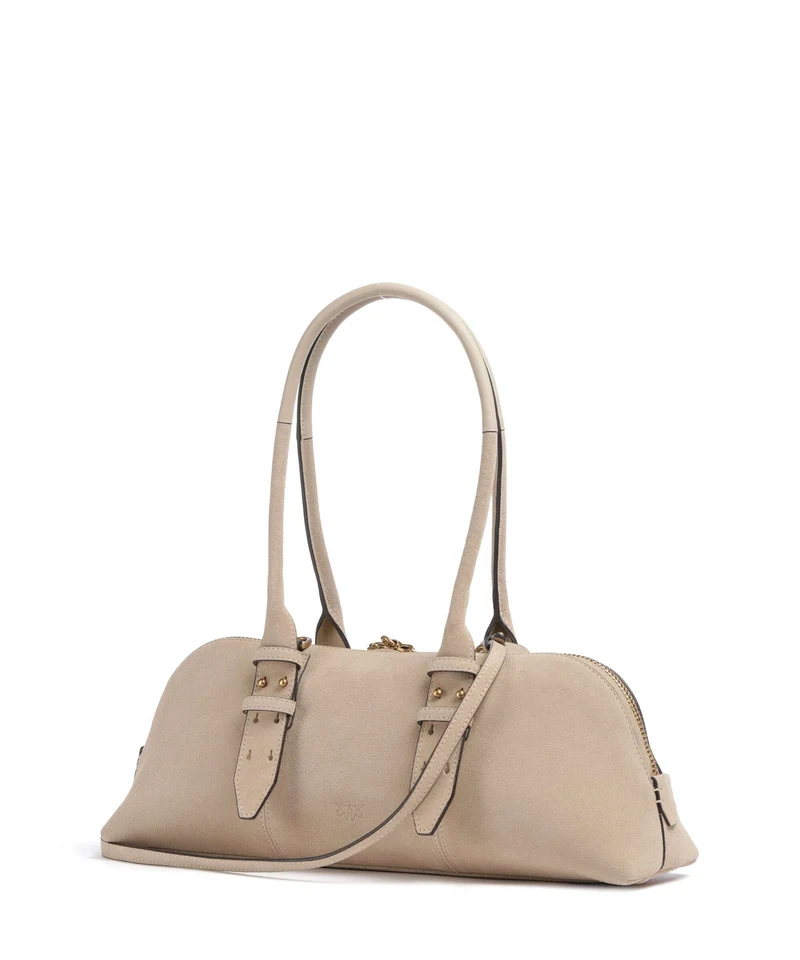 Pinko Bowling Horizontal Big Sac porté épaule beige/grigio fumo/antique gold