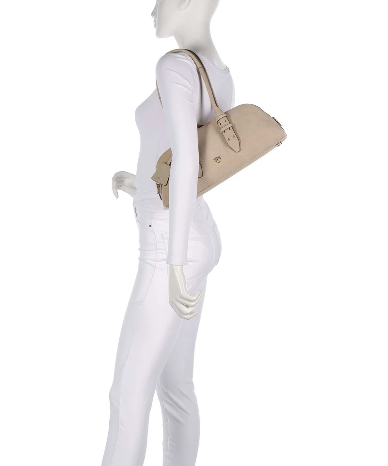 Pinko Bowling Horizontal Big Sac porté épaule beige/grigio fumo/antique gold
