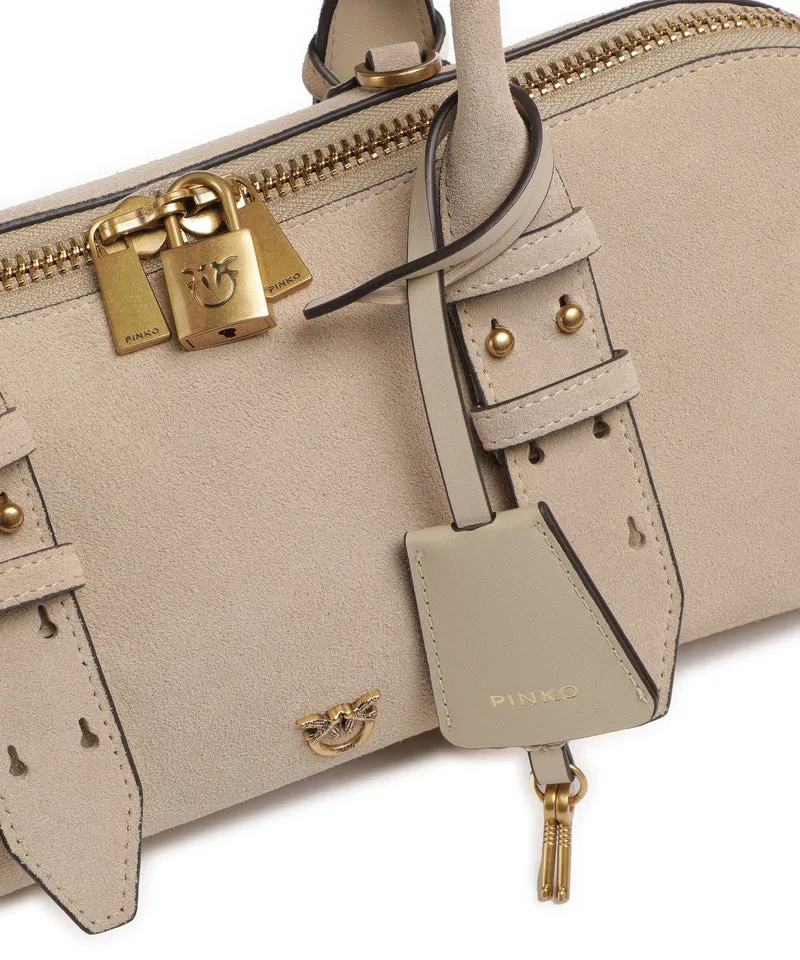 Pinko Bowling Horizontal Big Sac porté épaule beige/grigio fumo/antique gold