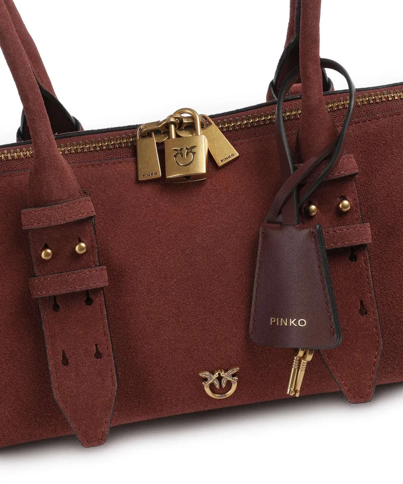 Pinko Bowling Horizontal Big Sac porté épaule burgundy wine/antique gold