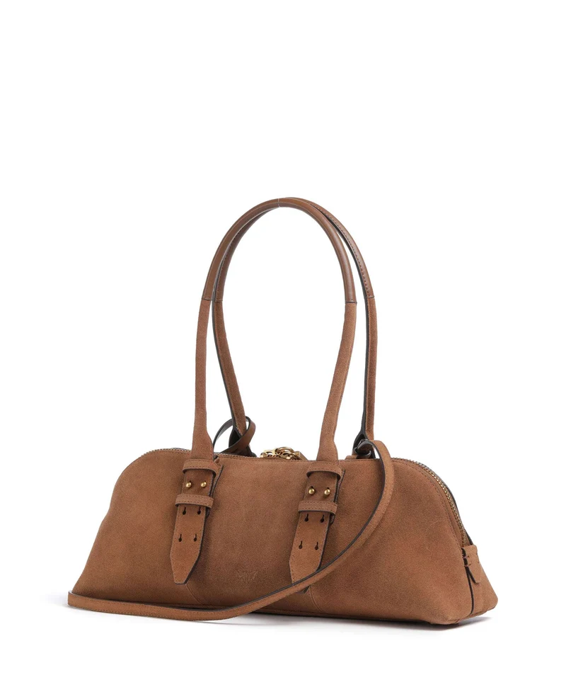 Pinko Bowling Horizontal Big Sac porté épaule marrone/leone/antique gold