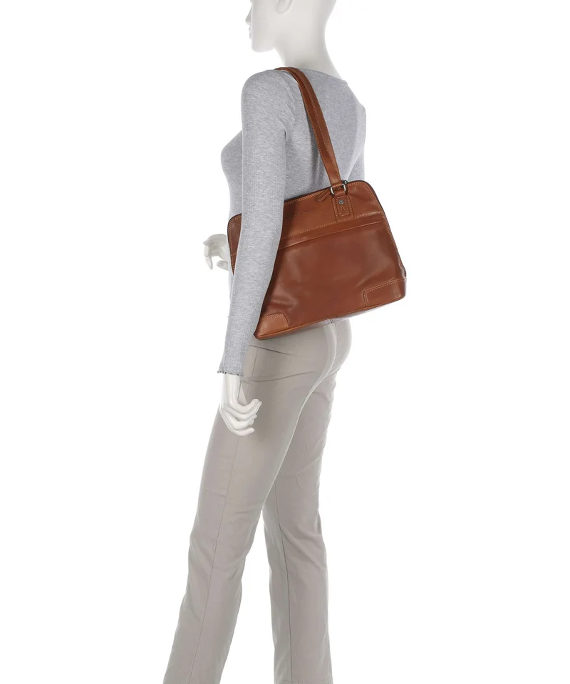 The Chesterfield Brand Wax Pull Up Cow Belgrado Sac porté épaule cognac