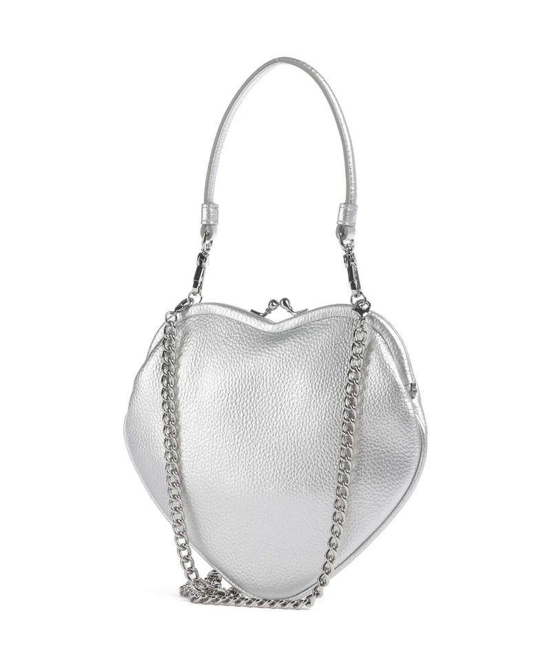 Vivienne Westwood Belle Heart Frame Re-Vegan Grain Sac porté épaule silver