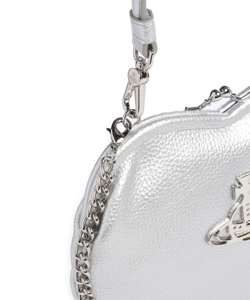 Vivienne Westwood Belle Heart Frame Re-Vegan Grain Sac porté épaule silver