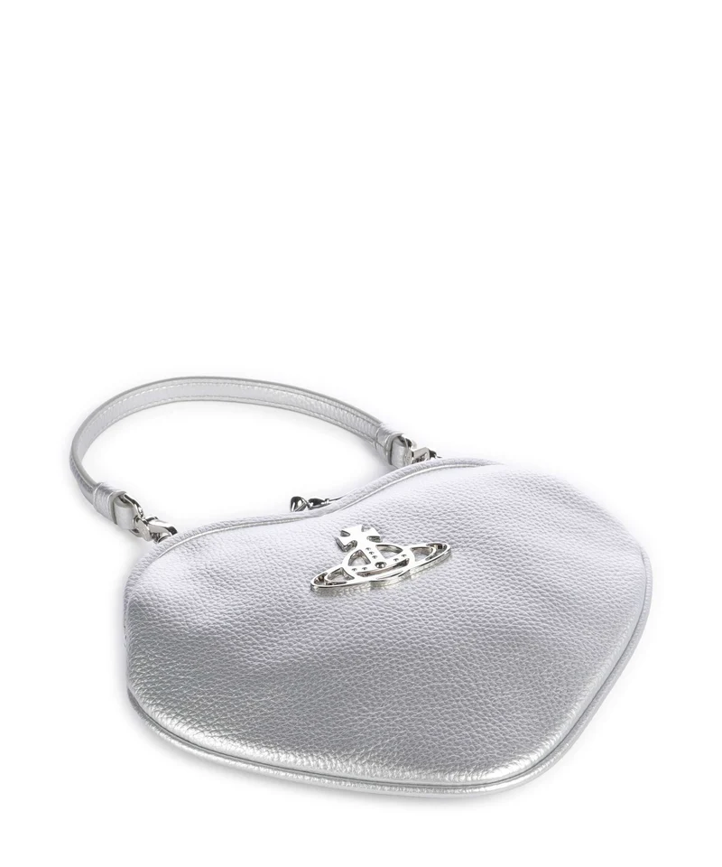 Vivienne Westwood Belle Heart Frame Re-Vegan Grain Sac porté épaule silver