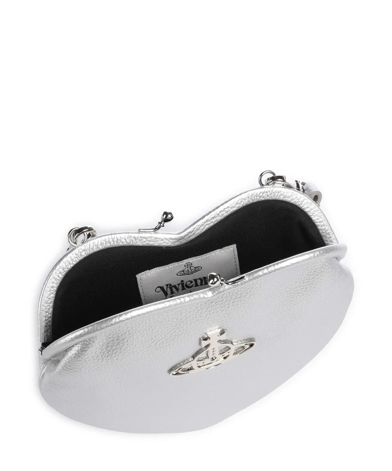 Vivienne Westwood Belle Heart Frame Re-Vegan Grain Sac porté épaule silver