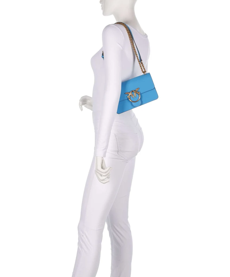 Pinko Love One Mini Sac porté épaule azzurro dresda/antique gold