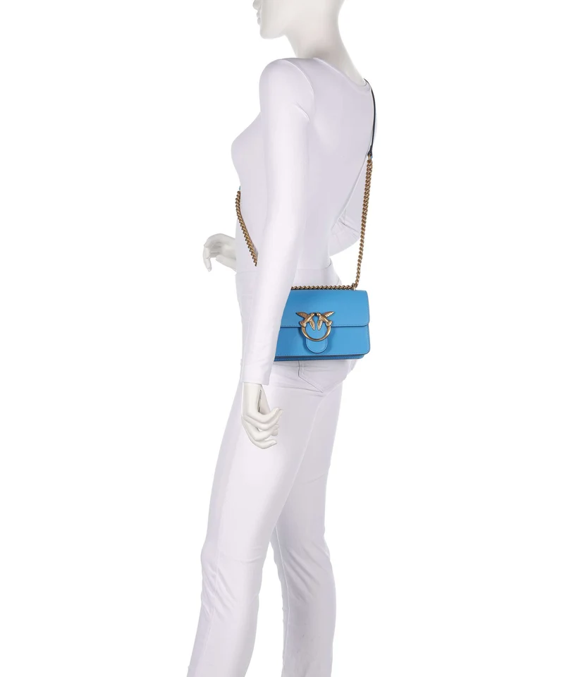 Pinko Love One Mini Sac porté épaule azzurro dresda/antique gold