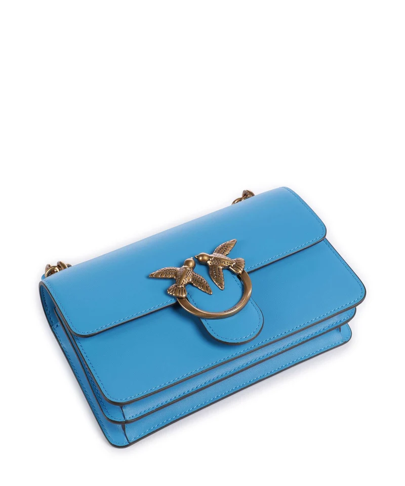 Pinko Love One Mini Sac porté épaule azzurro dresda/antique gold