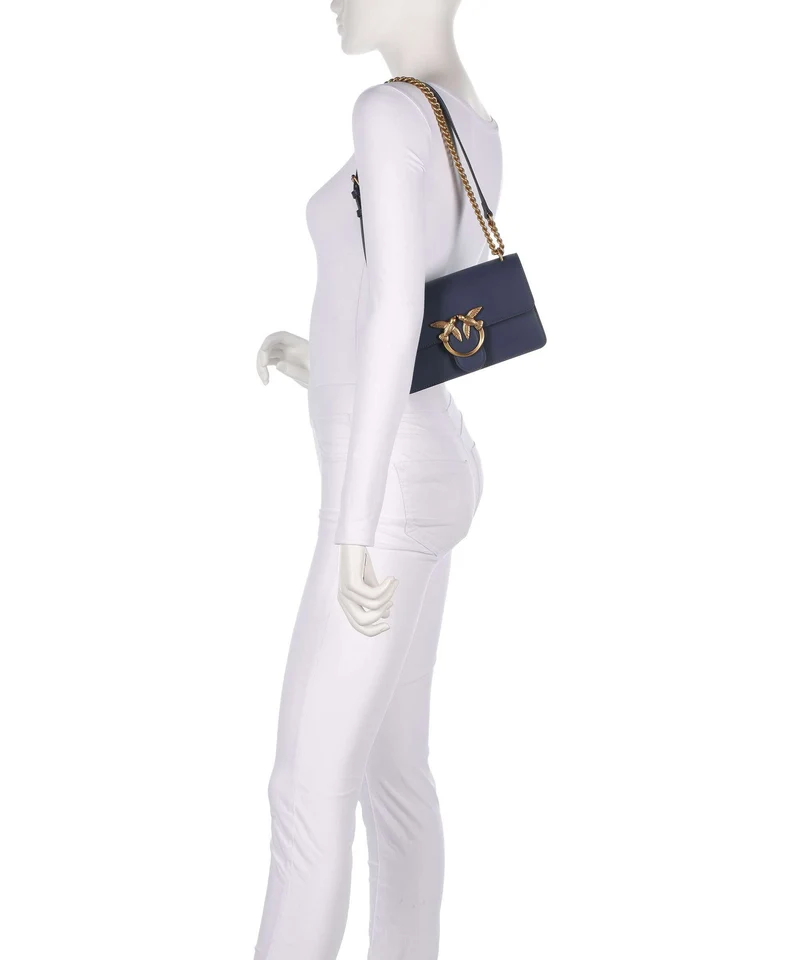Pinko Love One Mini Sac porté épaule blu indaco ombroso/antique gold