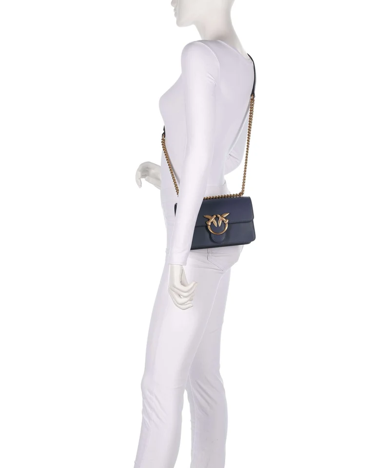 Pinko Love One Mini Sac porté épaule blu indaco ombroso/antique gold
