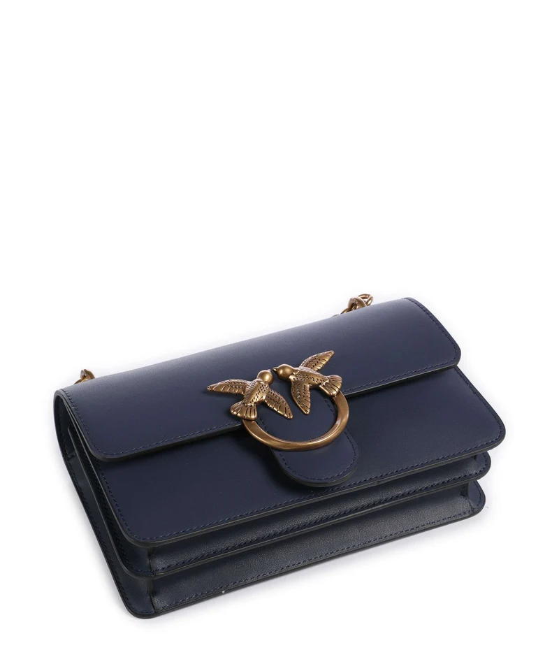 Pinko Love One Mini Sac porté épaule blu indaco ombroso/antique gold