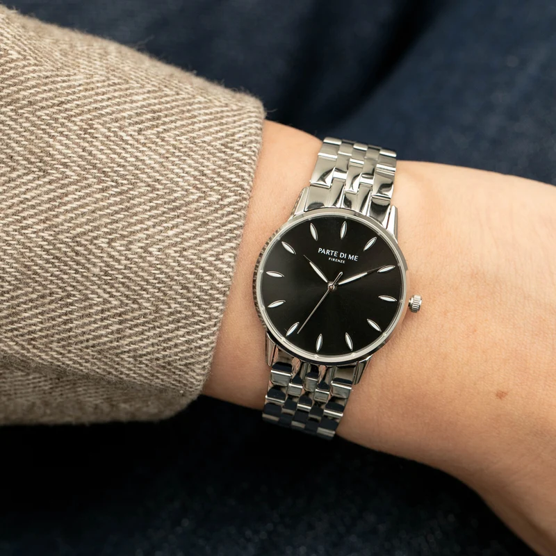 Parte Di Me Orologio montre ronde femme argenté et noir PDM09048