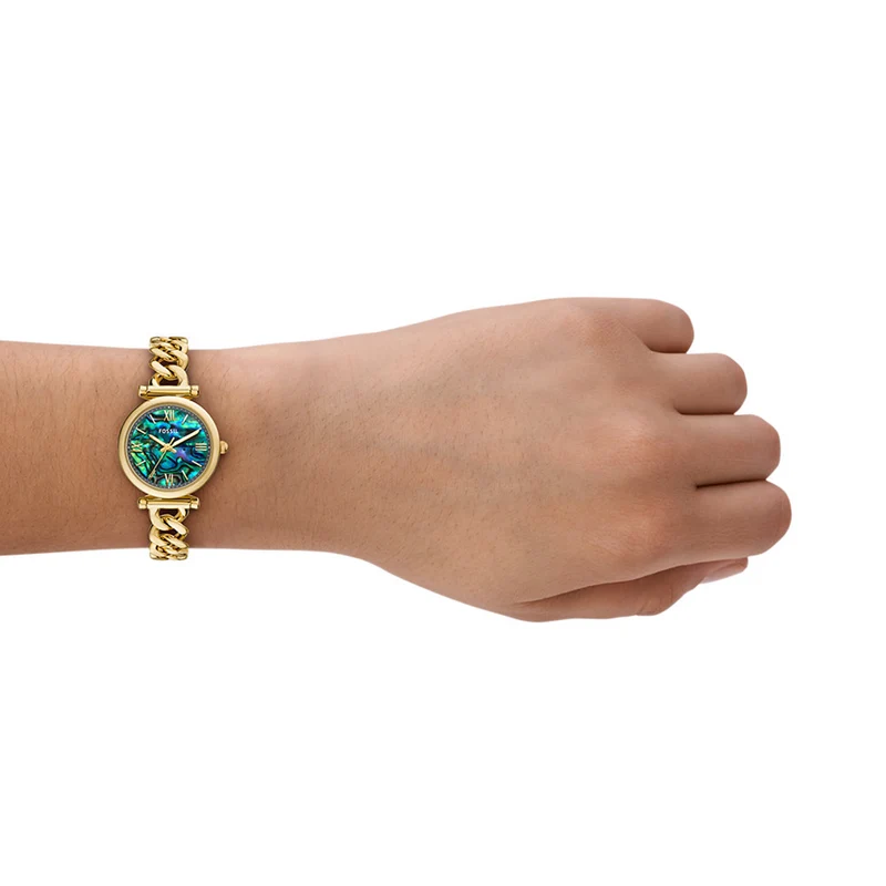 Fossil Carlie Montre Femme Dorée et Perle Noire ES5416