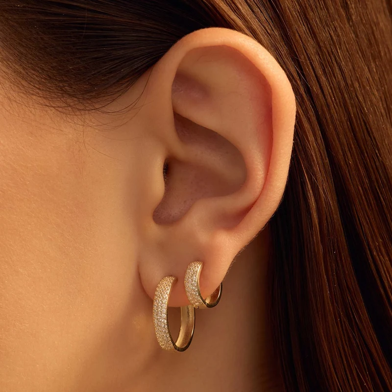 Beloro Jewels Monte Napoleone Boucles d'oreilles créoles Monte Napoleone Stella en or 9 carats avec zircone BO360087
