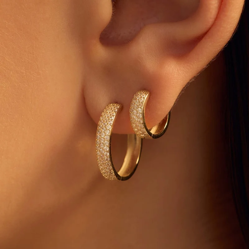 Beloro Jewels Monte Napoleone Boucles d'oreilles créoles Monte Napoleone Stella en or 9 carats avec zircone BO360087