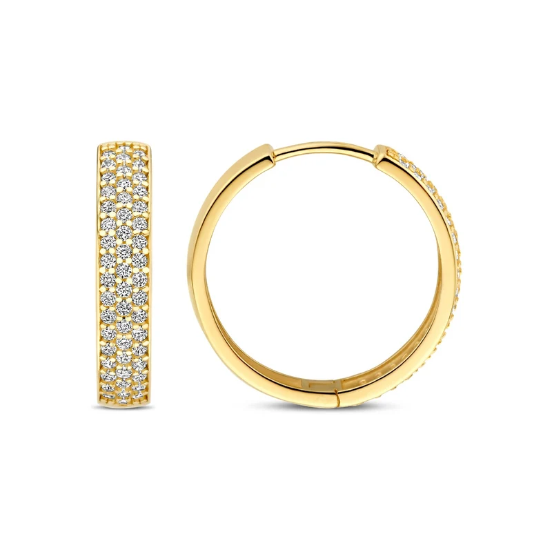 Beloro Jewels Monte Napoleone Boucles d'oreilles créoles Monte Napoleone Stella en or 9 carats avec zircone BO360087
