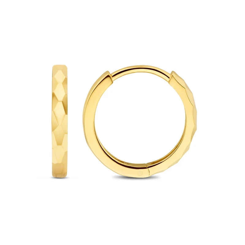 Beloro Jewels Quadrilatero d'Ora Marina 9 karat gold hoop earrings with diamond cut BO360090