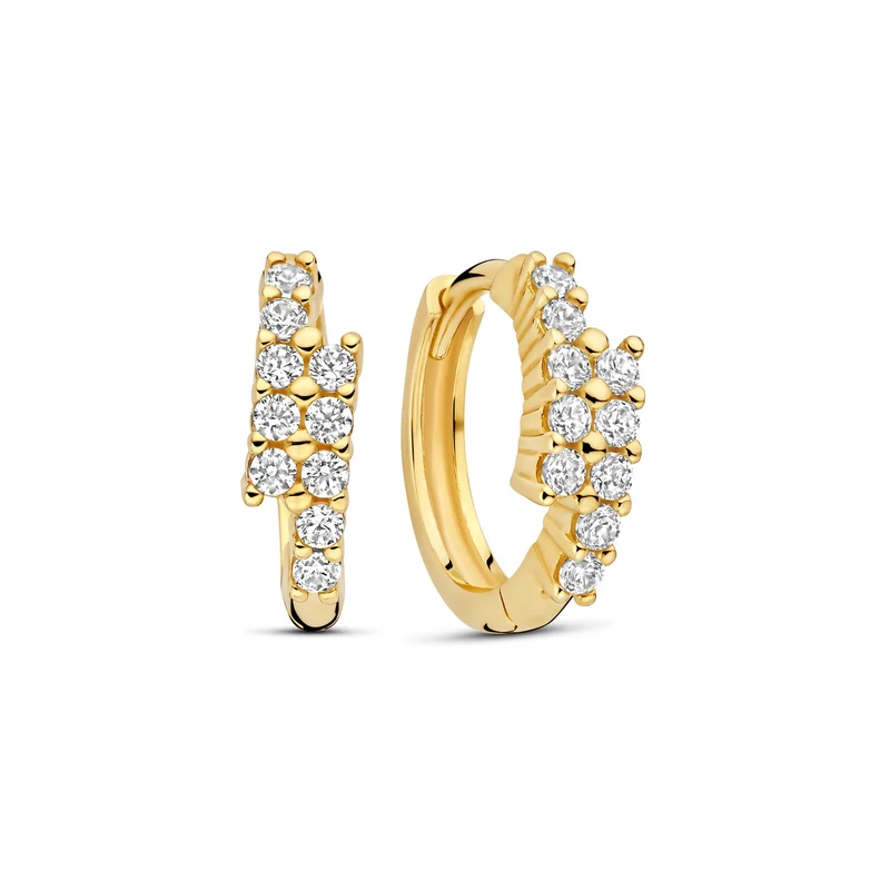 Beloro Jewels Monte Napoleone Joley créoles en or 9 carats avec pierres en zirconium (9,7 mm) BO360117
