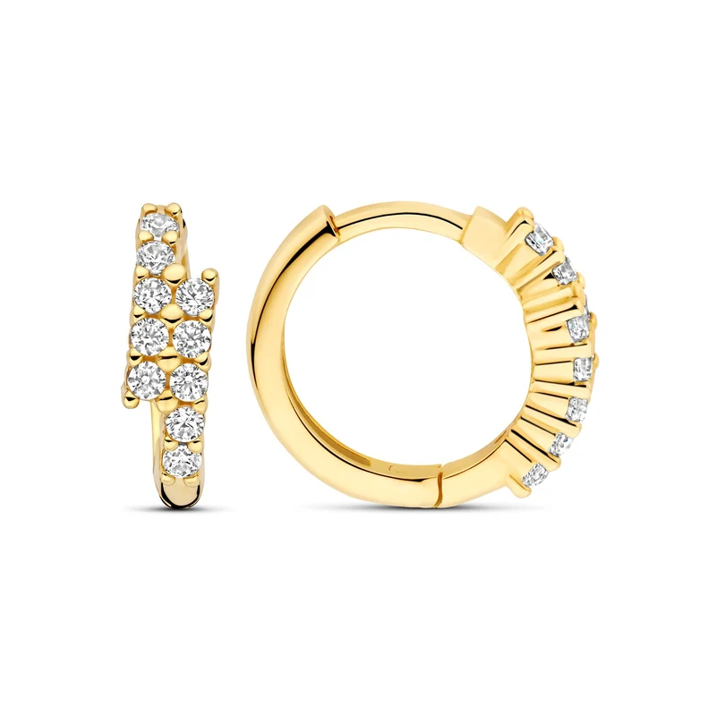 Beloro Jewels Monte Napoleone Joley créoles en or 9 carats avec pierres en zirconium (9,7 mm) BO360117