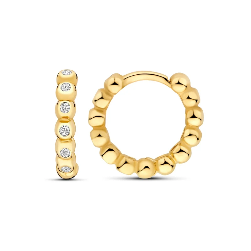 Beloro Jewels Monte Napoleone Elena créoles en or 9 carats avec pierres en zirconium (8,3 mm) BO360114