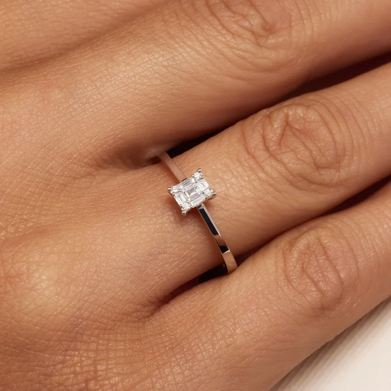 Isabel Bernard De la Paix Maxime bague en or blanc 14 carats avec diamant 0.13 ct IBD330042-54