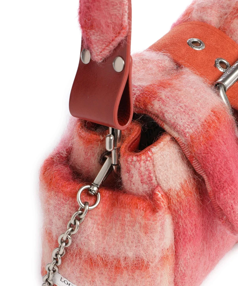 Vivienne Westwood Hazel Treasure Tartan Mohair Sac porté épaule fraser pink