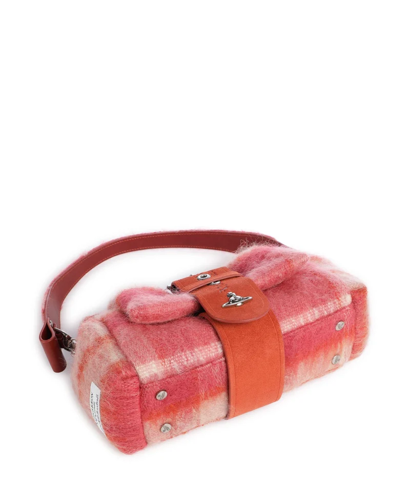 Vivienne Westwood Hazel Treasure Tartan Mohair Sac porté épaule fraser pink