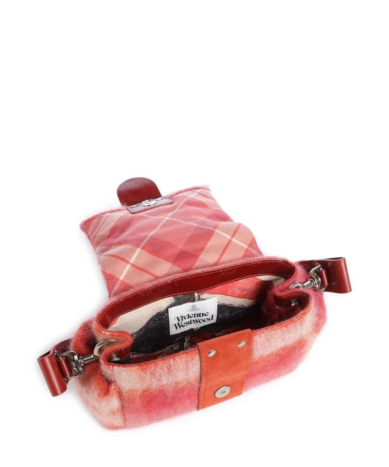 Vivienne Westwood Hazel Treasure Tartan Mohair Sac porté épaule fraser pink