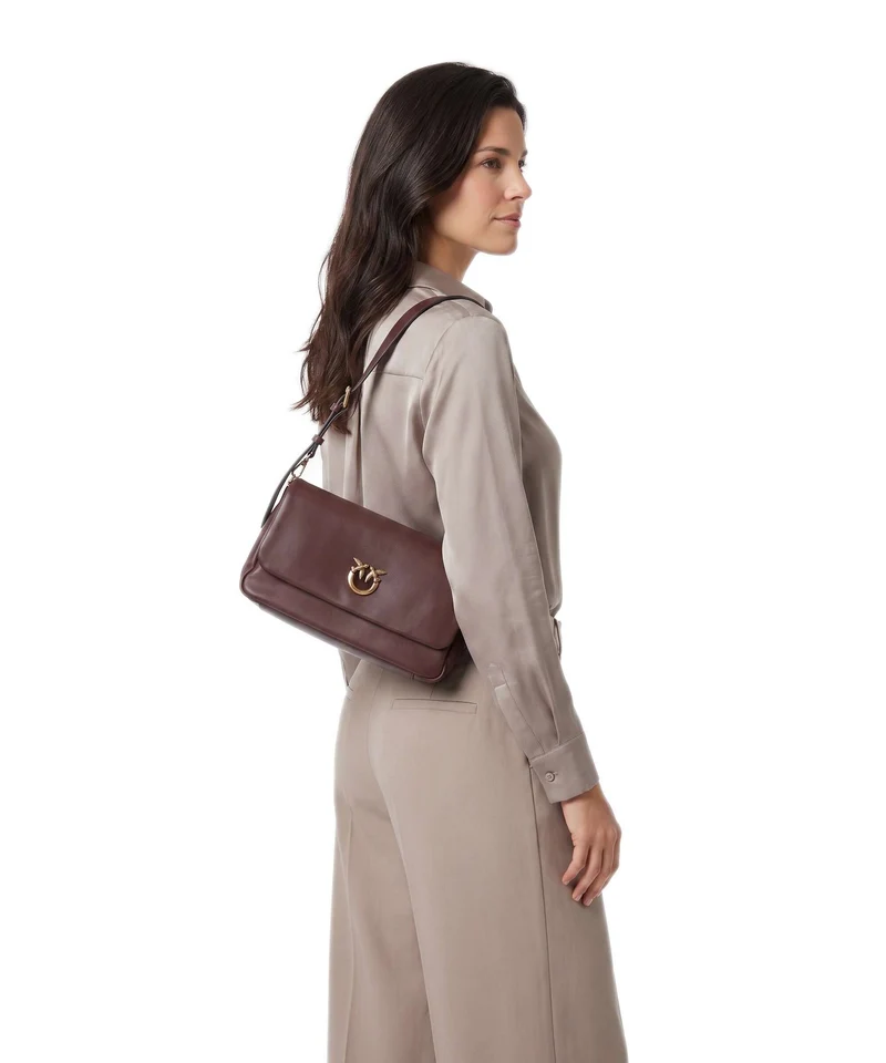 Pinko Click Soft Horizontal Sac porté épaule castano intenso/antique gold