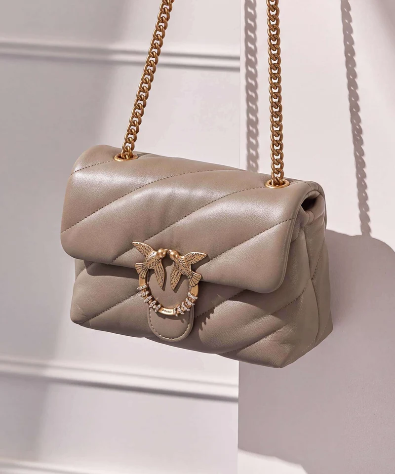 Pinko Love Puff Mini New Buckle Sac porté épaule grigio talpa/antique gold
