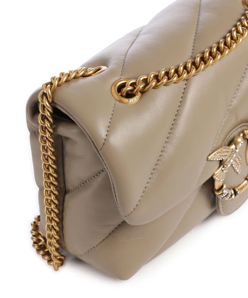 Pinko Love Puff Mini New Buckle Sac porté épaule grigio talpa/antique gold