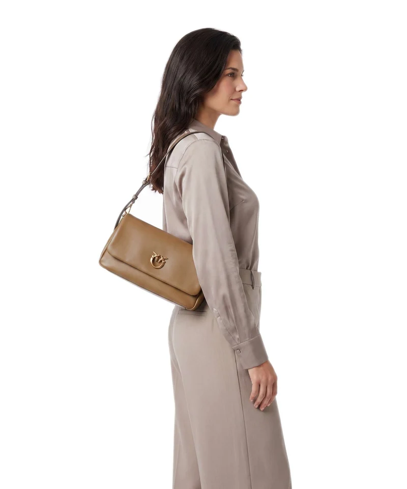 Pinko Click Soft Horizontal Sac porté épaule grigio talpa/antique gold