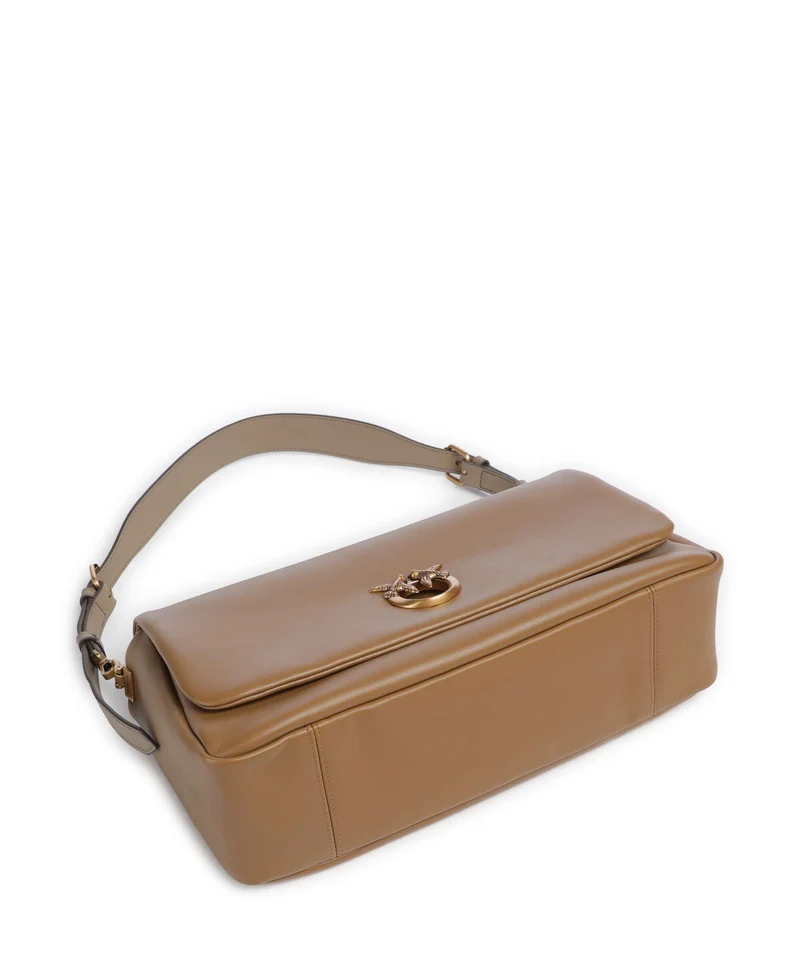Pinko Click Soft Horizontal Sac porté épaule grigio talpa/antique gold