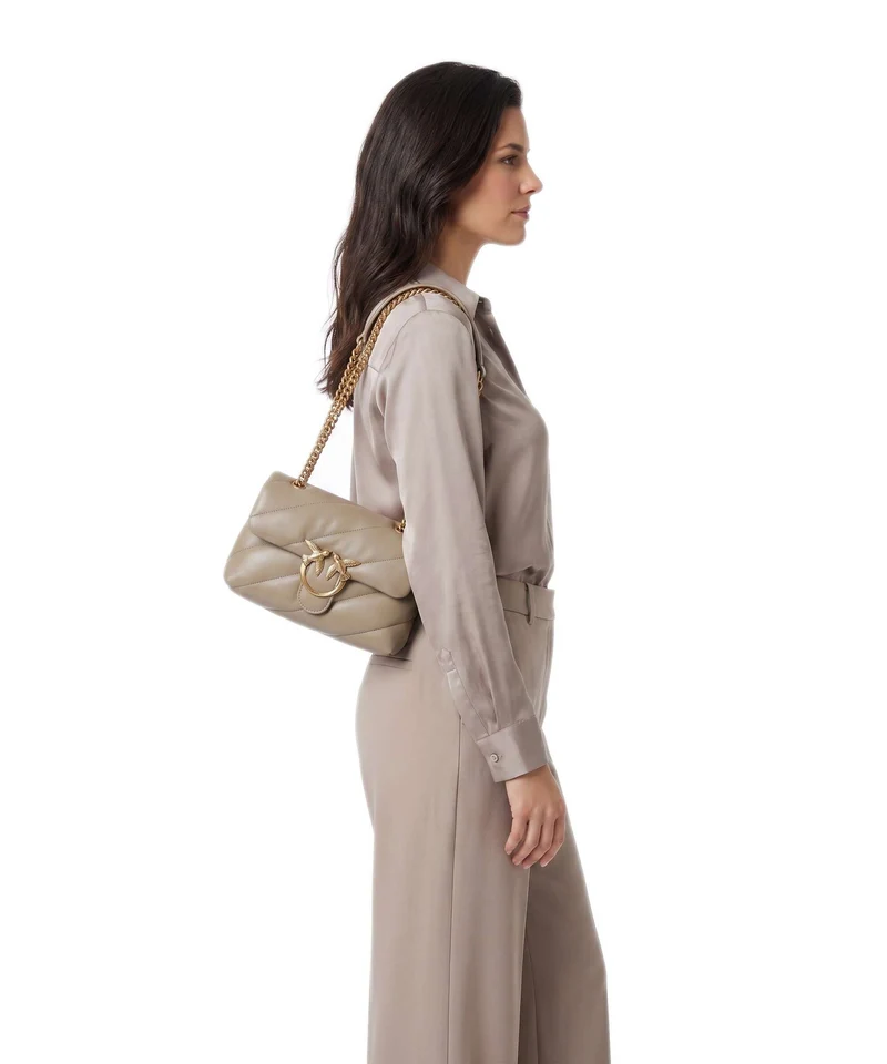 Pinko Love Puff Mini Sac porté épaule grigio talpa/antique gold