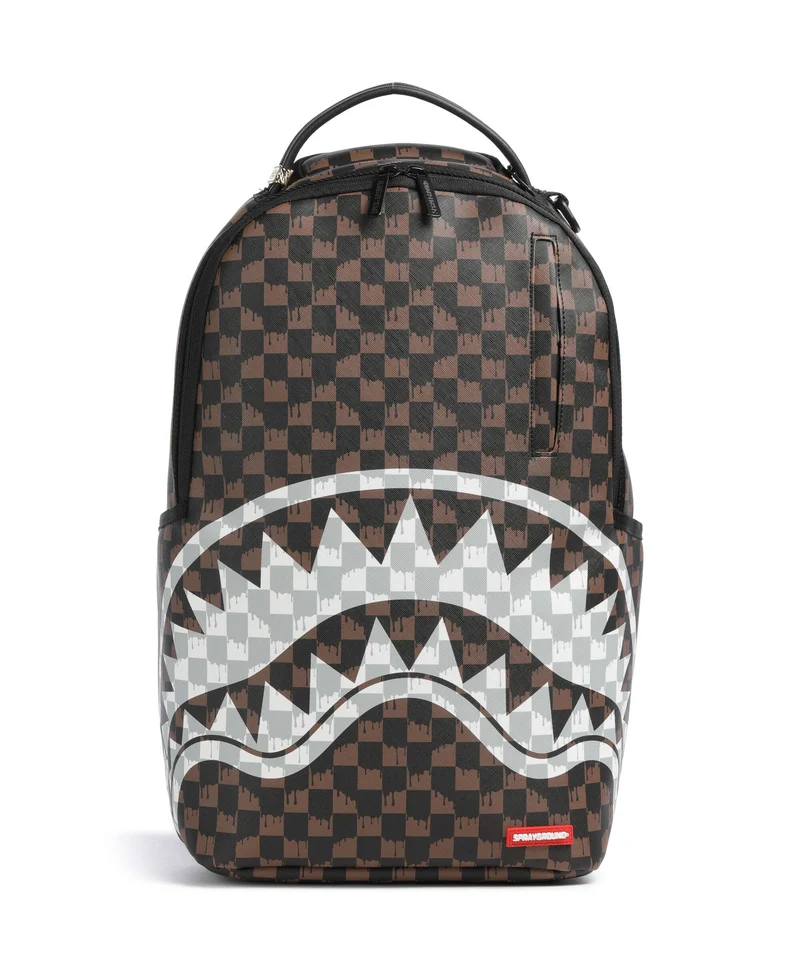 Sprayground Brown And Cream Drip Check Shark Sac à dos brown