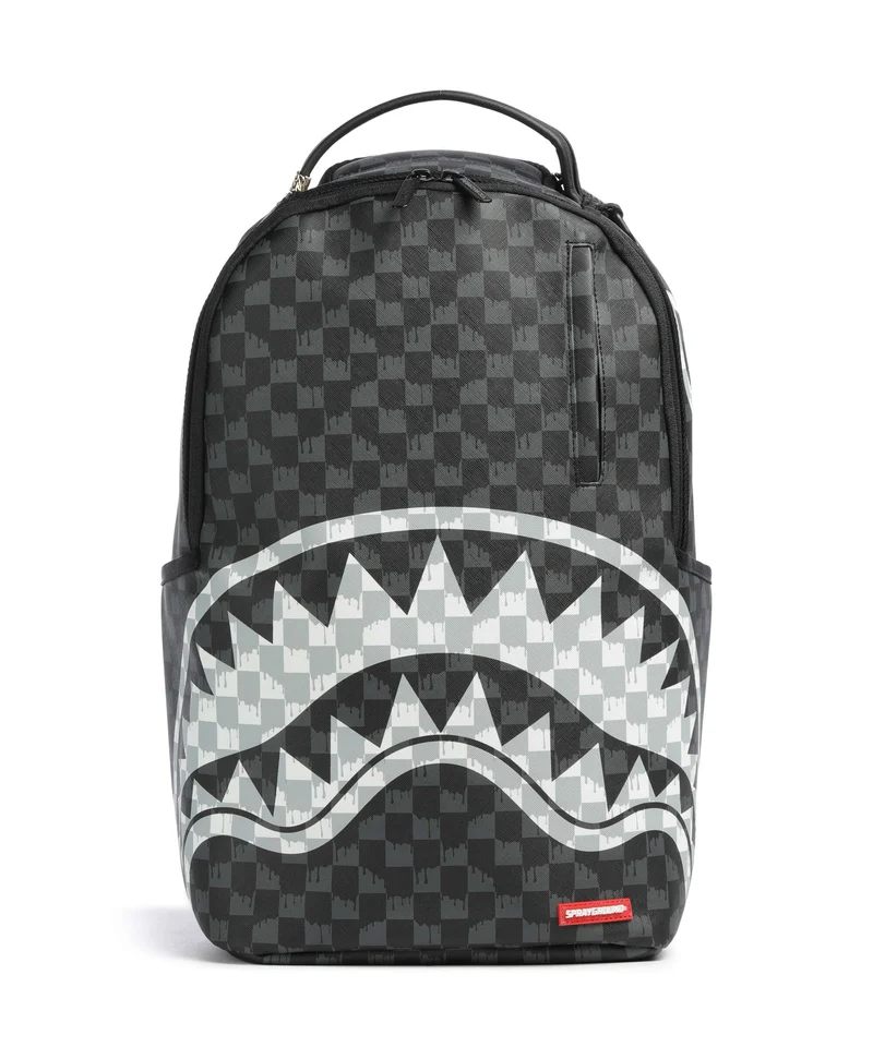 Sprayground Black And White Drip Check Shark Sac à dos black