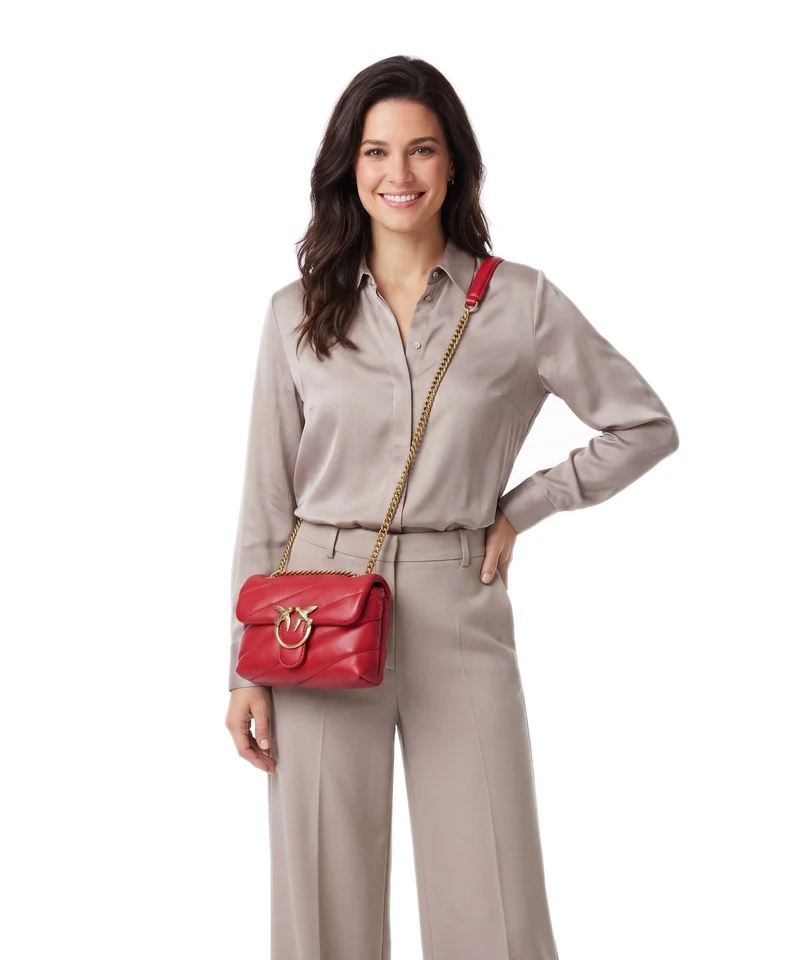 Pinko Love Puff Baby Sac porté épaule rosso rio/antique gold