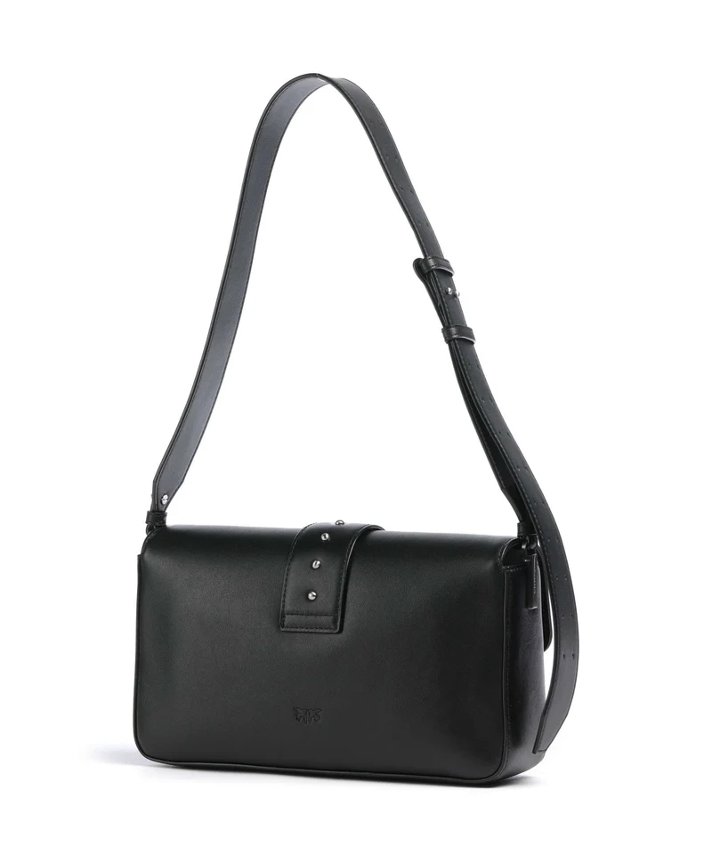 Pinko Love One Classic Slouchy Sac porté épaule nero limousine/matt silver
