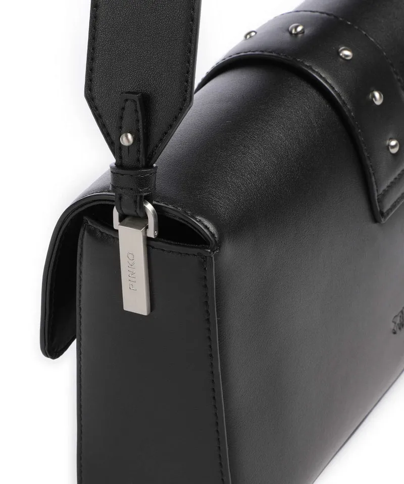 Pinko Love One Classic Slouchy Sac porté épaule nero limousine/matt silver