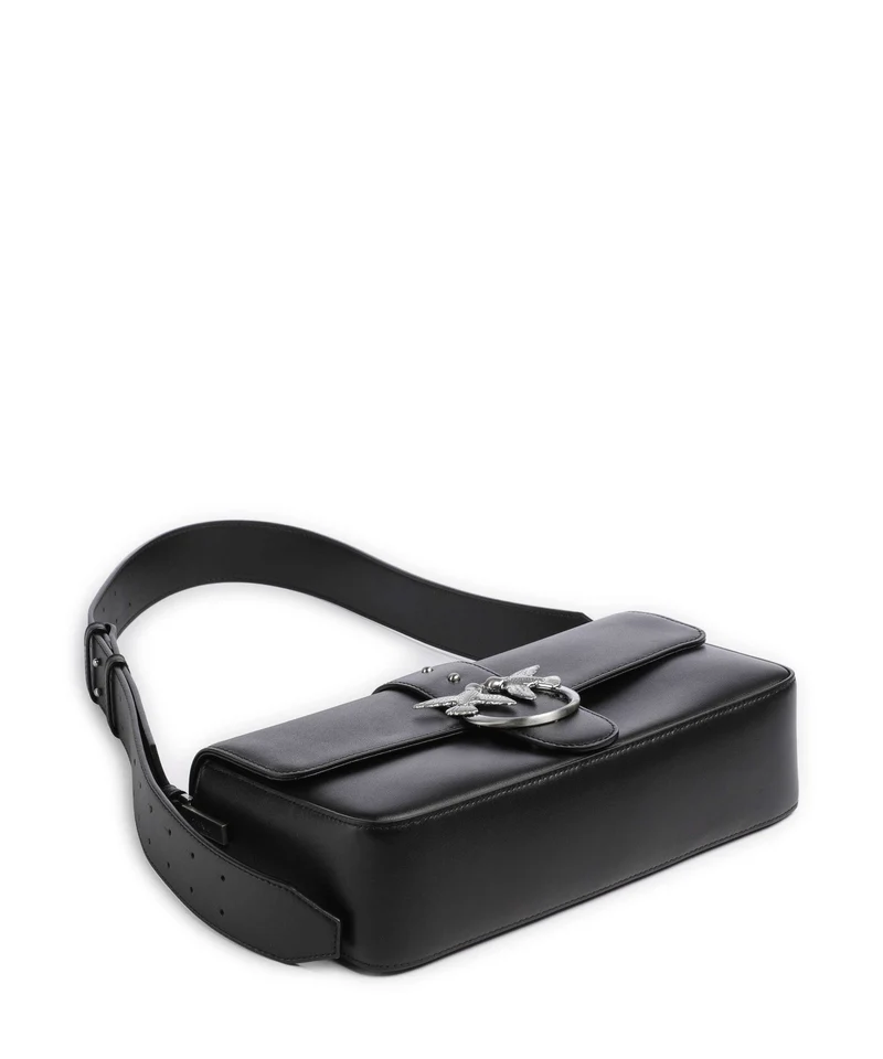 Pinko Love One Classic Slouchy Sac porté épaule nero limousine/matt silver