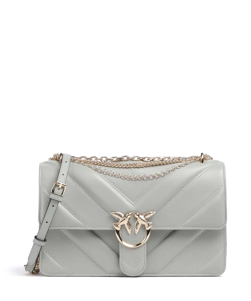 Pinko Love One Classic Sac porté épaule grigio perla/gold mordore