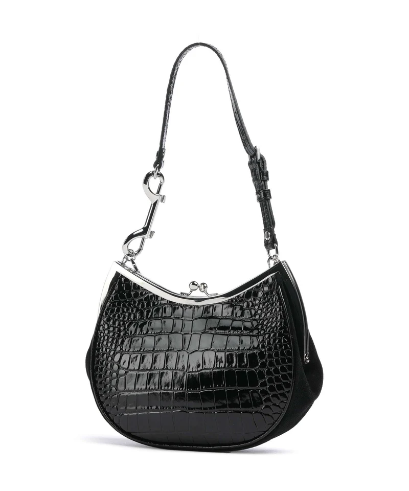 Vivienne Westwood Charm Frame Embossed Croc Sac porté épaule black charms