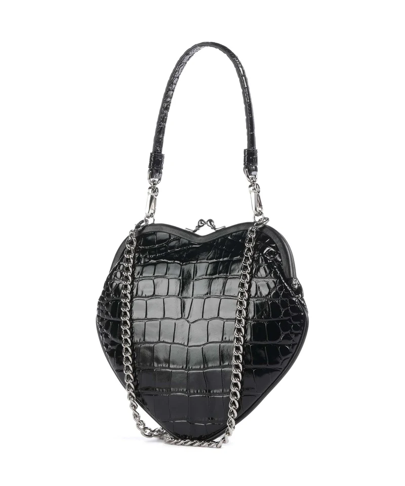 Vivienne Westwood Belle Heart Frame Embossed Croc Sac bandoulière black